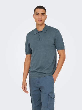 Only & Sons Poloshirt ONLY & SONS ONSWYLER LIFE REG 14 SS POLO KNIT NOOS, Herren, Gr. XXL, grau (stormy weather), Strick, Obermaterial: 78% Viskose, 22% Polyester
