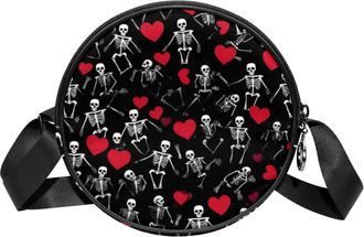 Generic Circle Crossbody Bag for Women, Skeleton Small Sling Bag Daypack with Zipper Adjustable Shoulder Straps Casual Ladies Girls Round Purse