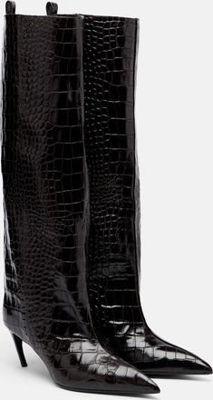 The Attico Lea croc-effect leather knee-high boots