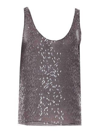 Brunello Cucinelli Taupe Sequins Top