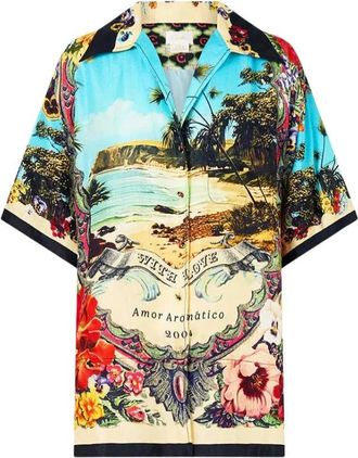 Camilla Oversized Bloemenshirt met Zakken - Dames - Overhemden - Veelkleurig - Xs/S - Overhemden
