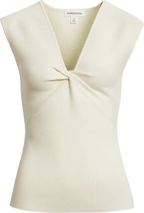 Nordstrom Sleeveless Twist Front Sweater in Ivory Tofu at Nordstrom, Size Xx-Large