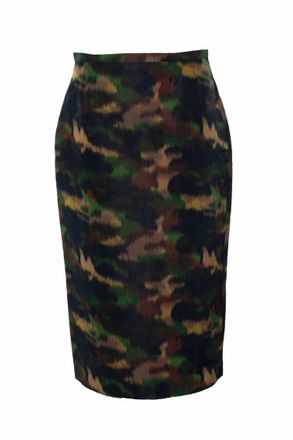 Rochas Pre-Loved Womens Paris Camouflage Printed Midi Skirt In Multi