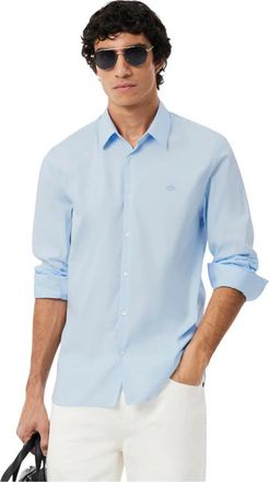 Lacoste Camicia in Popeline Stretch Slim - Heren - Casual Overhemden - Blauw - 6XL - Overhemden