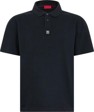 HUGO BOSS Polo met gestapeld logo - Heren - Polos - Zwart - M - Katoen - Tops