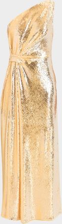 Milly Porsha One-Shoulder Sequin Maxi Dress