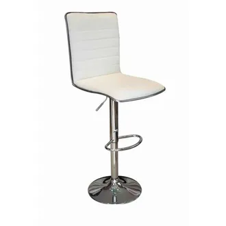 Netfurniture Crispi Breakfast Bar Stool Cream Silver Trim Height Adjustable