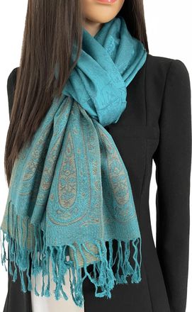 The Accessory Co. InStyle Bags Womens Large Multicolour Pashmina Shawl Scarf, Woman Rainbow Coloured Scarf, Bright Multi Colour Wrap, Lightweight Summer Evening Paisley