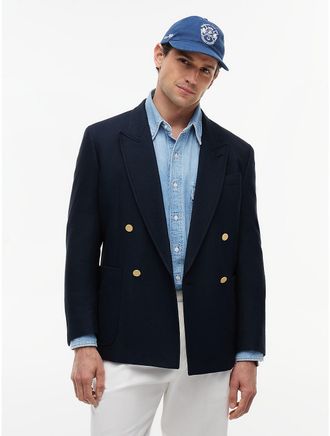 Tommy Hilfiger Mens Textured Cotton-Wool Blend Blazer - Beige - 38