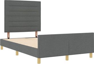 vidaXL Bed Frame with Headboard Dark grey 140 x 190 cm Fabric vidaXL