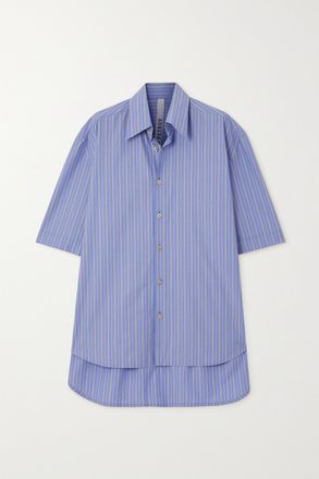Petar Petrov Camicia Oversize In Popeline Di Cotone A Righe Linae - Blu