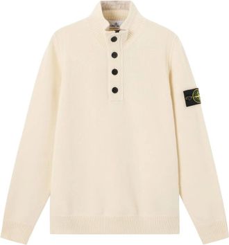 Stone Island Wool Turtleneck Sweater - Heren - Coltruien - Beige - XL - Wol - Truien & Vesten