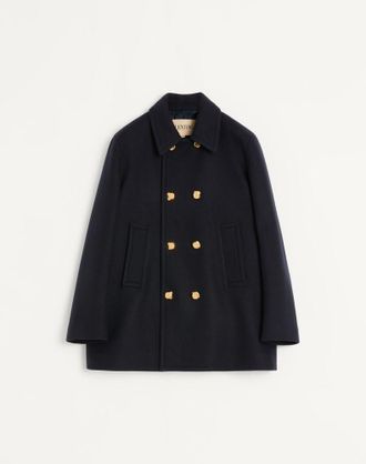 Valentino Cappotto Doppiopetto Valentino In Feltro Di Lana Uomo MARINE 46