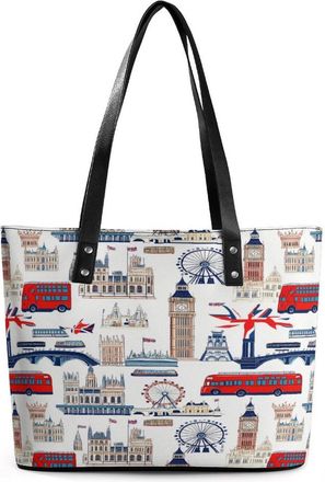 Generic UK London Theme British Flag Tote Bags for Women Cute Shoulder Purses Handbags
