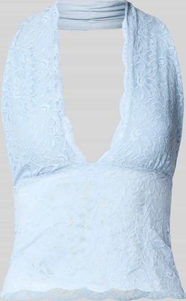 Gina Tricot Neckholder-Top aus Spitze in Hellblau, Gr&ouml;&szlig;e L