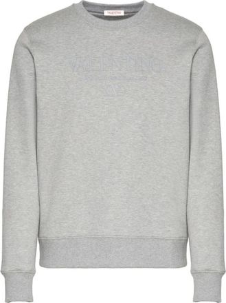 Valentino Grijze Sweatshirt Ronde Hals Logo Detail - Heren - Sweatshirts - Grijs - 2XL - Katoen - Hoodies & sweatvesten