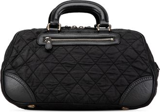 Chanel Pre-owned Womens Quilted Nylon Satchel Handbag - Black Textile - One Size