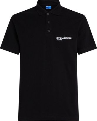 Karl Lagerfeld logo-embroidered polo shirt - men - Organic Cotton - S - Black