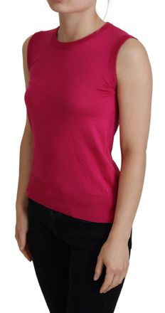 Dolce & Gabbana Womens Pink Silk Vest Pullover Crewneck Tank Top