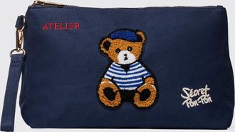 Secret Pon Pon Pouch Saint Tropez in canvas con ricamo