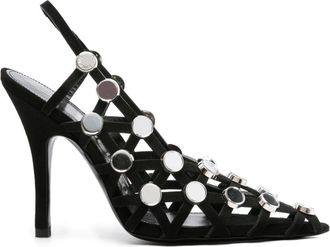 The Attico 105mm Grid rhinestone-embellished pumps - women - Goat Skin/Calf Leather/Calf Leather - 40 - Black