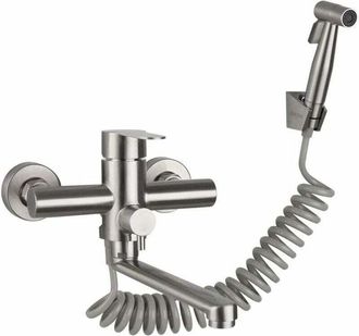 Soleil Ccykxa Grifo De Cocina De Pared, Grifo De Fregadero Con Pistola Rociadora De Pared, Grifo De Acero Inoxidable Para Agua Fr&iacute;a Y Caliente, Escurridor De