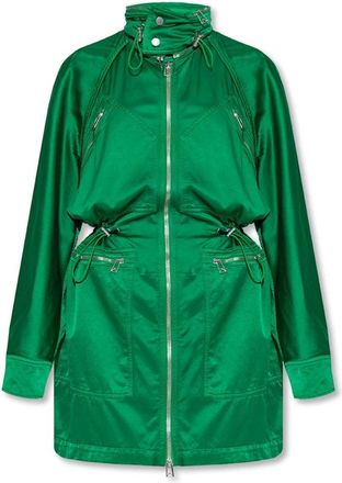 Bottega Veneta Satijnen Parka met Afneembare Kraag - Dames - Parka Jassen - Groen - M - Satijn - Jassen