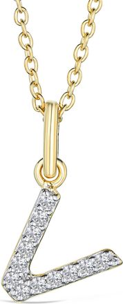 The Diamond Store Love Letter Initial V Lab Diamond Necklace set in 18K Gold Vermeil