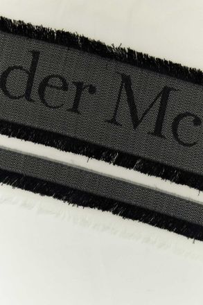 Alexander McQueen Womens Scarf Ivory Wool Polyester Silk