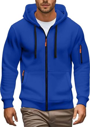 Generic Lightweight Hoodie Mens, Mens Sweatshirts and Hoodies Zipped Long Sleeve Comfortable Hoody Workwear Lightweight Loose Solid Color Casual Autumn Winter