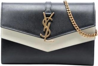 Saint Laurent Pre-owned Clutches, female, Black, Size: ONE SIZE Pre-owned Leather Crossbody Bag