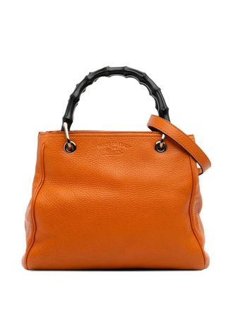 Gucci 2016-2025 Small Calfskin Bamboo Shopper satchel - women - Calf Leather - One Size - Orange