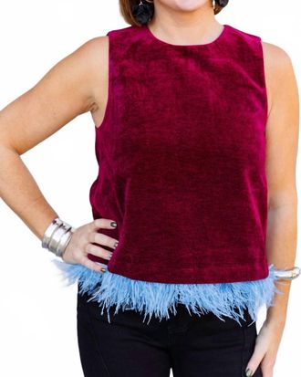 THML Clothing Velvet Sky Top In Maroon