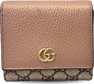 Gucci Pink Beige Gg Supreme Leather Wallet (Bi-Fold) (Pre-Owned)