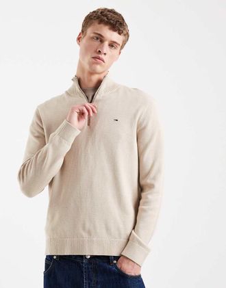 Tommy Jeans Polo a maniche lunghe sabbia con logo sul petto-Neutro