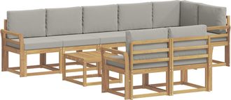 vidaXL Conjunto De Sof&aacute;s De Exterior 9 Uds. Blanco Y Gris Claro Vidaxl