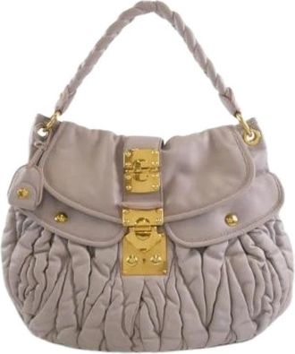Miu Miu Pre-owned Miu Miu Handtas Rr 1300 - Dames - Vintage Handtas - Grijs - ONE Size - Leer - Vintage