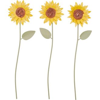 Foreside Home And Garden Sunflower Metal Floral Stems Set of 3 in Yellow at Nordstrom
