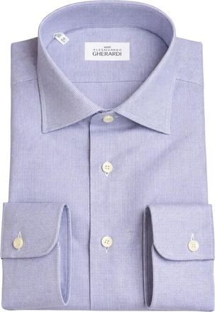 Alessandro Gherardi Micro Check Shirt - Heren - Zakelijke Overhemden - Blauw - 2XL - Katoen - Overhemden