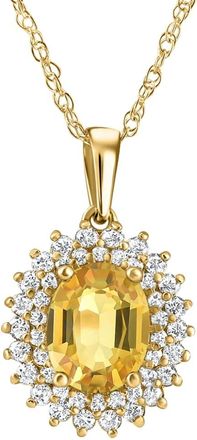 Pompeii3 2.93Ct Yellow Sapphire & Diamond Penant Yellow Gold 18 Necklace Lab Grown