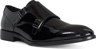 Dune London Mens Sandwell - Double Strap Monk Shoes - Black Leather - Size UK 9