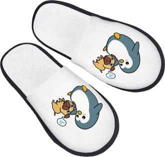 Generic Mens Slipper Penguins And Dogs Non-Slip Womens Slippers Lightweight Fluffy Ladies Slippers Travel Indoor M