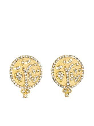 Tanya Farah Fine Jewelry 18K yellow gold Tree of Life diamond earrings - women - 18kt Yellow Gold/White Diamond - One Size