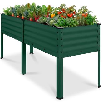 Best Choice Products 72x24x30in Non Toxic Elevated Galvanized Metal Garden Bed Corner Protectors