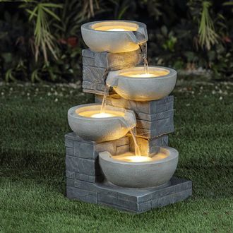 Charles Bentley 4 Tier Cascading Water Feature in Grey