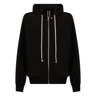 Rick Owens Zip-throughs, male, Black, Size: L Cotton hoodie with zipper