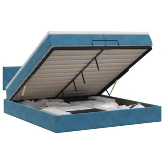vidaXL Letto Ottomano Con Materasso Blu Scuro 200 X 200 Cm Velluto Vidaxl