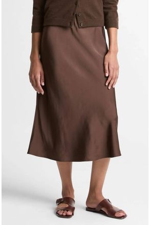 Vince Womens Pull On Slip Skirt In Dark Bark