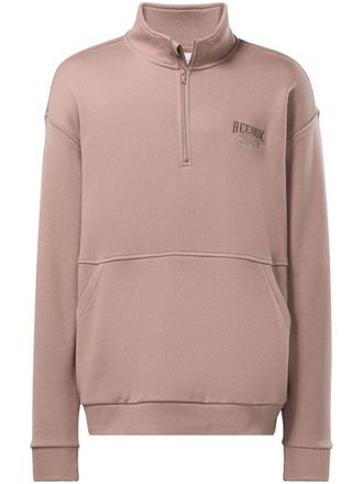 Reebok logo-embroidered quarter-zip sweatshirt - Brown
