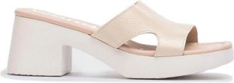 Wonders Leren sandaal met pastelprint - Dames - Muiltjes - Beige - 42 EU - Leer - Schoenen